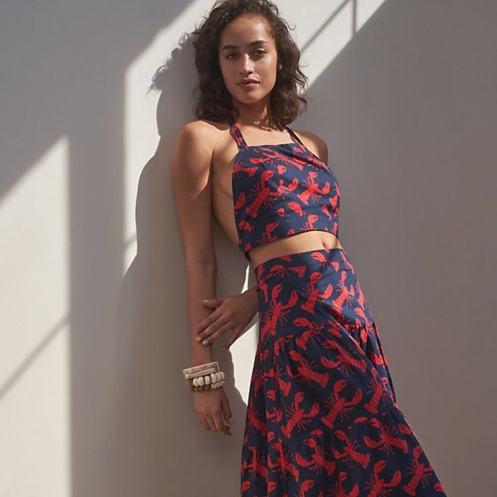 NWT ANTHROPOLOGIE Eva Franco Lobster Skirt Set